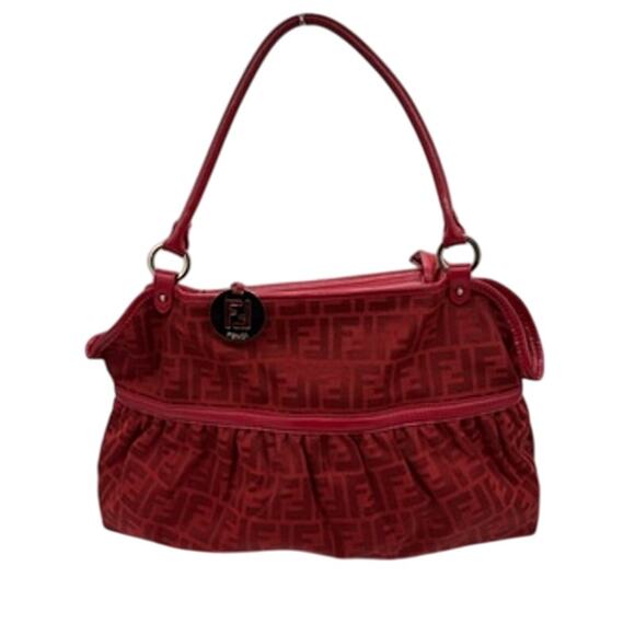 Fendi Red Zucca Chefs bag*Red Canvas & Leather*BEAUTIFUL CONDITION - Picture 1 of 16
